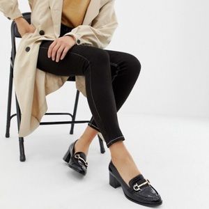 ASOS Design Stirrup Heeled Loafers (Croc loafers)